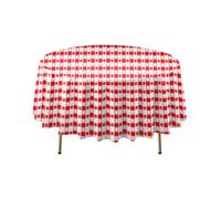 Party Essentials Disposable Heavy Duty 84" Round Plastic Table Cover/Tablecloth, 3-Count, Red Gingham