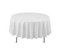 Party Essentials Disposable Heavy Duty 84" Round Plastic Table Cover/Tablecloth, 3-Count, White