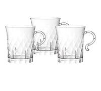 Party Essentials Hard Plastic 8 oz. Swirled Coffee/Tea/Party Cups with Handle, Clear, 20 Count (N810-2)