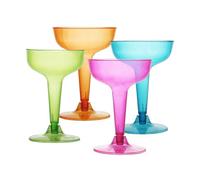 Party Essentials Hard Plastic Two Piece 4-Ounce Champagne Glasses, Assorted Neon, 20 Count