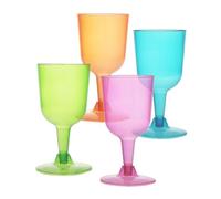 Party Essentials Hard Plastic Two Piece 5-1/2-Ounce Wine Glasses, Assorted Neon, 20 Count