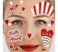 PARTY FACTORY Face Tattoo in Various Designs, Temporary Face Tattoo for Children and Adults - Theme Parties, Children's Birthday, New Year's Eve, Halloween, Carnival / Fancy Dress (Kölle Alaaf!)