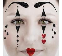 PARTY FACTORY Face Tattoo Various Designs, Temporary Face Tattoo for Children and Adults, Theme Parties, Children's Birthday, New Year's Eve, Halloween, Carnival / Fancy Dress (Harlequin)