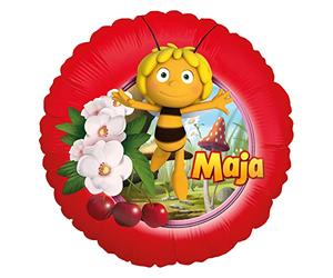 Party Factory Maya the Bee Foil Balloon, Diameter 45 cm, Red, Maja the Bee on the Poppy Meadow, Helium Balloon for Children's Birthday Parties