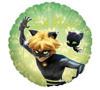Party Factory Miraculous Foil Balloon, Diameter 45 cm, Green, Cat Noir, Superhero Helium Balloon for Birthday