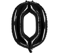 Party Factory XXL Foil Balloon Number 0, Balloon 100 cm, Black, Birthday, Graduation, Anniversary, Party Balloon, Helium Balloon, Decoration