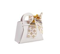 Party Favor Bags, 5PCS Leather Mini Handbag Wedding Favour Candy Box With Ribbon Multicolor 12x5.5x13cm(White,1 count (Pack of 1))