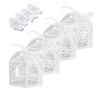 Party Favor Bags， Cross Chocolate Pearl Paper Candy Box For Communion Birthday Party, White, Multiple Sizes(200PCS)