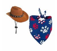 Party Festive Pet Triangle Towel Cowboy Hat Set White Goose Decorations Drool Hat Towel Pet Set Dog Scarf Flag Goose Summer Weatherproof Skirt 3D penguin contained Clothes, houses Memorial Lam