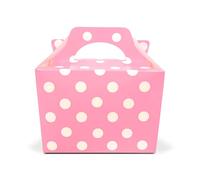 Party Food Boxes for Kids 20 Pack - Baby Pink Polka Dot Lunch Boxes - Treat, Loot & Party Bags with Handle for Birthday, Baby Shower & Picnic (Lotus)