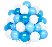 Party Forest Blue and White Balloons, 60PCS 12 Inch Light Blue Helium Latex for Boys Birthday Communion Graduation Bridal Baby Shower Anniversary Decorations