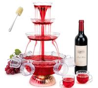 Party Fountain, 3-Tier Cocktail Fountain Clear Wine Machine Luminous Flow Drinks, Includes 5 Reusable Cups, LED Illuminated Base, for Drinking Games Bar Weddings Birthdays Engagement