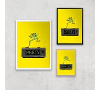 Party Frog Giclee Art Print - A2 - Wooden Frame