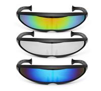 Party Glasses Novelty Futuristic Cyclops Mirrored Sunglasses Monoblock Alien