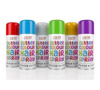 Party Glitter Colour Hair Spray 200ml (Pack of 6 Assorted Colours) - Wash Out Temporary Hair Dye for Fancy Dress - Red, Blue, Silver, Green, Gold, Purple