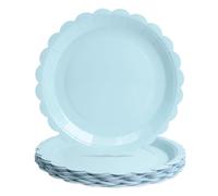 PARTY GO 16 7'' Wavy Edge Plain Paper Plates for Dinner and Dessert Perfect for Graduation, Holidays, Weddings, Birthday Parties, Baby Shower Decorations Blue