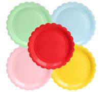 PARTY GO 50 9" Wavy Edge Plain Paper Plates for Dinner and Dessert Perfect for Graduation, Holidays, Weddings, Birthday Parties, Baby Shower Decorations Multi