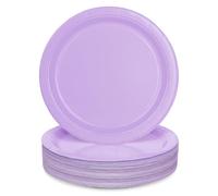 PARTY GO 50 Pcs 9" Paper Plates for Dinner and Dessert, Disposable Plates Party Supplies Pack for Graduation Holiday Wedding Birthday Party Baby Shower Decorations, Purple
