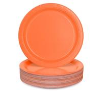 PARTY GO 50 Pcs 9" Paper Plates for Dinner and Dessert Disposable Plates Party Supplies Pack for Graduation Holiday Wedding Birthday Party Baby Shower Decorations Orange