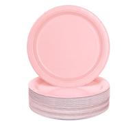 PARTY GO Paper Plates for Dinner and Dessert, Disposable Plates Party Supplies Pack for Graduation Holiday Wedding Birthday Party Baby Shower Decorations, Pink