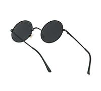 PARTY GO Sunglasses for Men & Women UV400 Polarized Vintage Small Round Lennon Glasses, Black