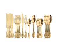 Party Gold Dinnerware Set Rainbow Tableware Dinner Set 18/10 Stainless Steel Cutlery Set Knife Fork Tea Spoon Silverware Flatware Set Outstanding (Color : Silver) (Rose)
