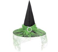 Party Hats Witch Hat with Veil Adult Costume Wizard Hat Magican Hat Halloween Witch Hat Fashion Solid Hat Green