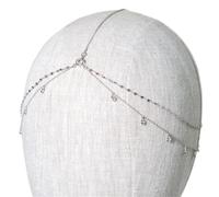 Party Head Chain Wedding Hair Accessories Elegant Headpiece Bling Bridal Forehead Chain Jewelry for Special Occasions and Festivals(Silver)