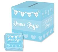 Party Hearty Baby Shower Games for Boy, 50 Blue Diaper Raffle Tickets, Diaper Raffle Ticket Cards Box, Baby Shower Decorations, Raffle Prizes, Baby Shower Ideas