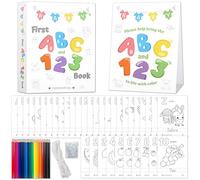 Party Hearty Baby's First ABC & 123 Book Baby Shower Activity, Guest Book Alternative with Alphabet Coloring Pages, Educational Keepsake & Activities for Guests - Baby Shower Games Craft Kit