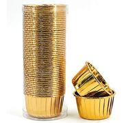 Party Hippo Gold Cupcake Baking Cups, 3.5 Oz 50 pcs Disposable Foil Muffin Liners, Aluminum Ramekin Holders