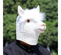 Party Horse Goats Style Latex Toys Halloween Head Prop Animal Halloween Latex Mud Horse Headgear Cos Quirky Holiday Party Performance Props The Mask Costume Adult(AB White,One Size)