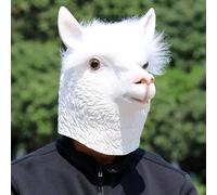 Party Horse Goats Style Latex Toys Halloween Head Prop Animal Halloween Latex Mud Horse Headgear Cos Quirky Holiday Party Performance Props Black Masquerade Mask(White BA,One Size)