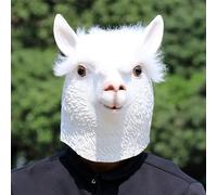 Party Horse Goats Style Latex Toys Halloween Head Prop Animal Halloween Latex Mud Horse Headgear Cos Quirky Holiday Party Performance Props Terrifier Costume Adult(b White,One Size)