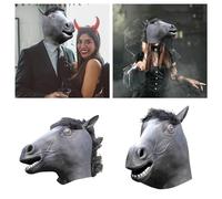 Party Horse Style Latex Toys Halloween Head Prop Animal Halloween Latex Mud Horse Headgear Cos Quirky Holiday Party Performance Props The Mask Costume(Black-a,One Size)