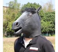 Party Horse Style Latex Toys Halloween Head Prop Animal Halloween Latex Mud Horse Headgear Cos Quirky Holiday Party Performance Props Masks(Black-5,One Size)