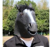 Party Horse Style Latex Toys Halloween Head Prop Animal Halloween Latex Mud Horse Headgear Cos Quirky Holiday Party Performance Props The Mask Costume Adult(c Black,One Size)