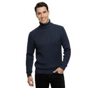 Party HuB Mens Cable Knitted High Neck Jumper - Warm Turtleneck Sweater, Thick Chunky Knit Pullover, Soft Thermal Knitwear Navy