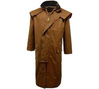 Party HuB Mens Long Sleeve Zip Closure Waxed Cotton Long Cape Coat Unisex Detachable Hooded Pocket Jacket