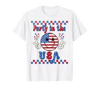 Party in the USA 4th of July Groovy Smile Kids Men Women T-Shirt