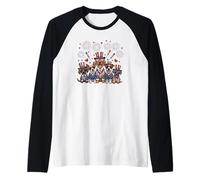 Party in The USA Dogs Patriotic American Flag 4th Of July Raglan Baseball Tee