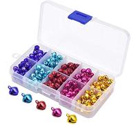 Party Jingle Bells, 300 PCS Small Mini Bells, Metal Bells DIY, Metal Bells DIY Craft, Colorful Jingle Bells, with Storage Box, for Festival Decorations Cat Collars Jewelry Making