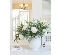 PARTY JOY 13 Pcs Artificial Hydrangea Flowers with Willow Eucalyptus Leaves - Silk Faux Florals for Spring Wedding Table Centerpieces and Decoration