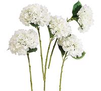 PARTY JOY 5 PCS Fake Flowers, Hydrangea Artificial Flowers, Garden Decorations, For Wedding Home Party Centerpiece, White