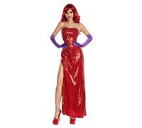Party King PK205 Women's Toon Starlet Sexy Costume Dress Set Jessica Rabbit Adult Sized, Red, Medium