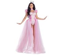 Party King PK2416 Women's Adult Powder Puff Queen Costume Good Witch Set, Pink, S