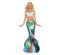 Party King PK845 Under the Sea Mermaid Costume Adult Sized, Turquoise/White, Large