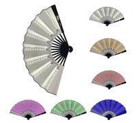 Party Led Hand Fan, Boots On The Ground Fan, Women Foldable,Clacking Large Fans For Line Dancing Glowing Stage Performance, Birthday Wedding Home Decor, Enthusiasts Gift (white)