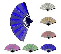 Party Led Hand Fan, Boots On The Ground Fan, Women Foldable,Clacking Large Fans For Line Dancing Glowing Stage Performance, Birthday Wedding Home Decor, Enthusiasts Gift (blue)
