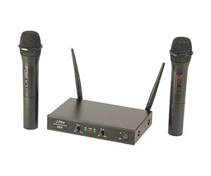Party Light & Sound - PARTY-200UHF-MKII - Microphone system with 2 UHF wireless microphones and 1 receiver - 2 channels 863.1 & 864.8MHz - Black